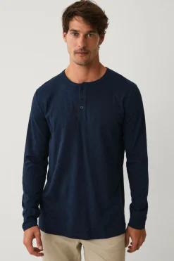 Hot Collection Langærmet t-shirt med knaplukning T-Shirts & Tanktoppe