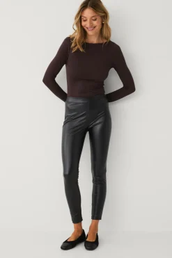 Hot Collection Leggings i imiteret læder Dame Tights & Leggings