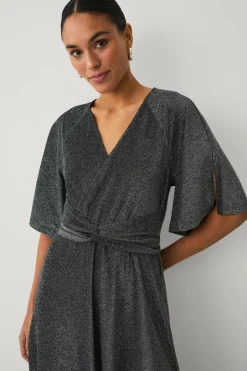 New Collection Maxi kjole i lurex med bindebælte Dame Kjoler