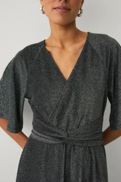 New Collection Maxi kjole i lurex med bindebælte Dame Kjoler