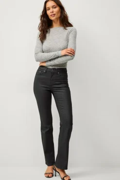Best Collection Med svaj jeans med coated overflade Dame Jeans
