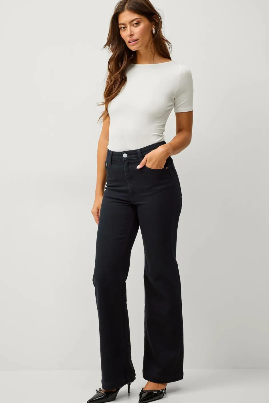 Online Collection Med svaj jeans Med svaj med høj talje Dame Jeans