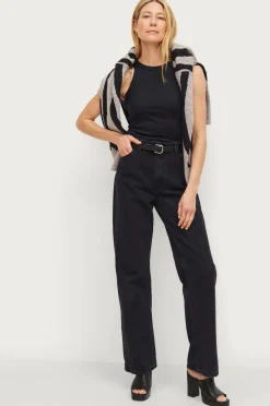 New Collection Ribbet tanktop med dyb udskæring Dame Basistøj|Toppe & Tank-Toppe