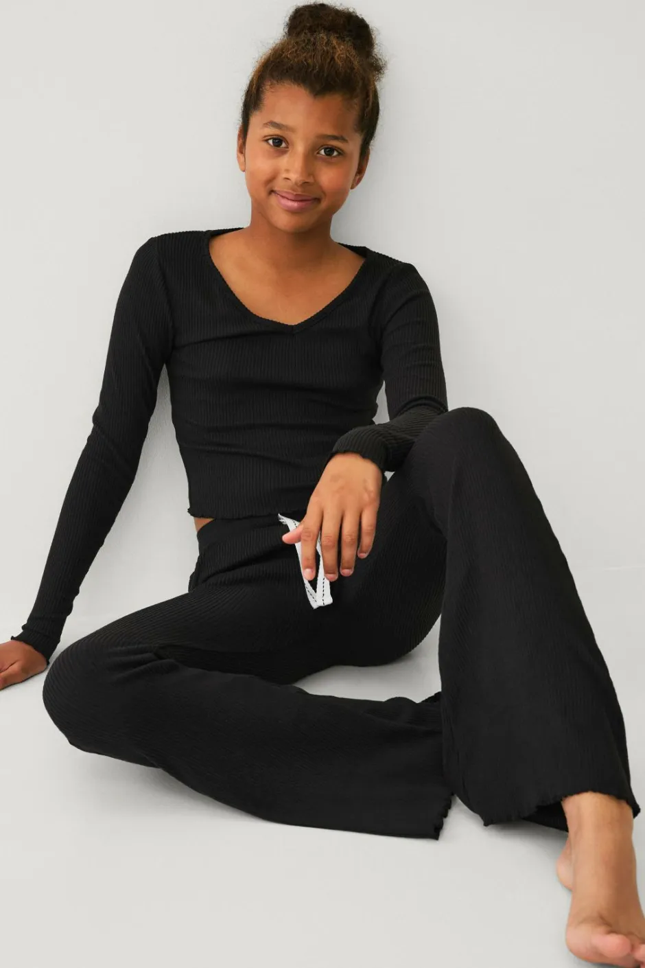 Ellos Collection Ribbede afslappede bukser^Børn Nattøj & Homewear|Bukser & Leggings