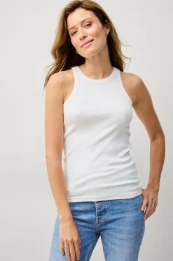 Sale Collection Ribbet tanktop med dyb udskæring Dame Basistøj|Toppe & Tank-Toppe