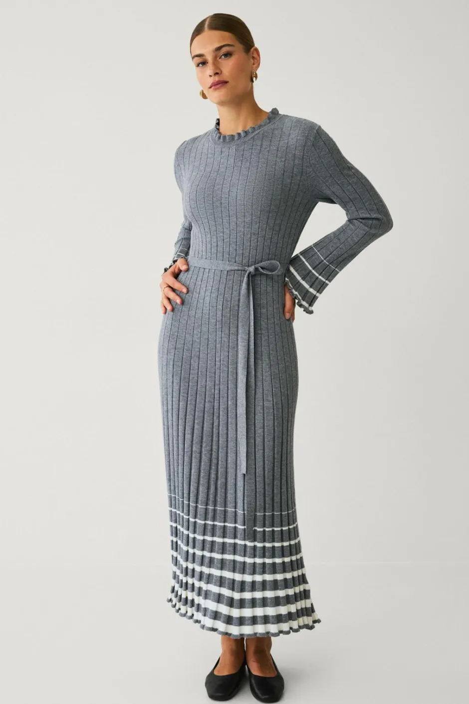 Ellos Collection Ribbet maxi kjole^Dame Kjoler