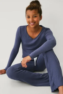 New Collection Ribbede afslappede bukser Børn Nattøj & Homewear|Bukser & Leggings