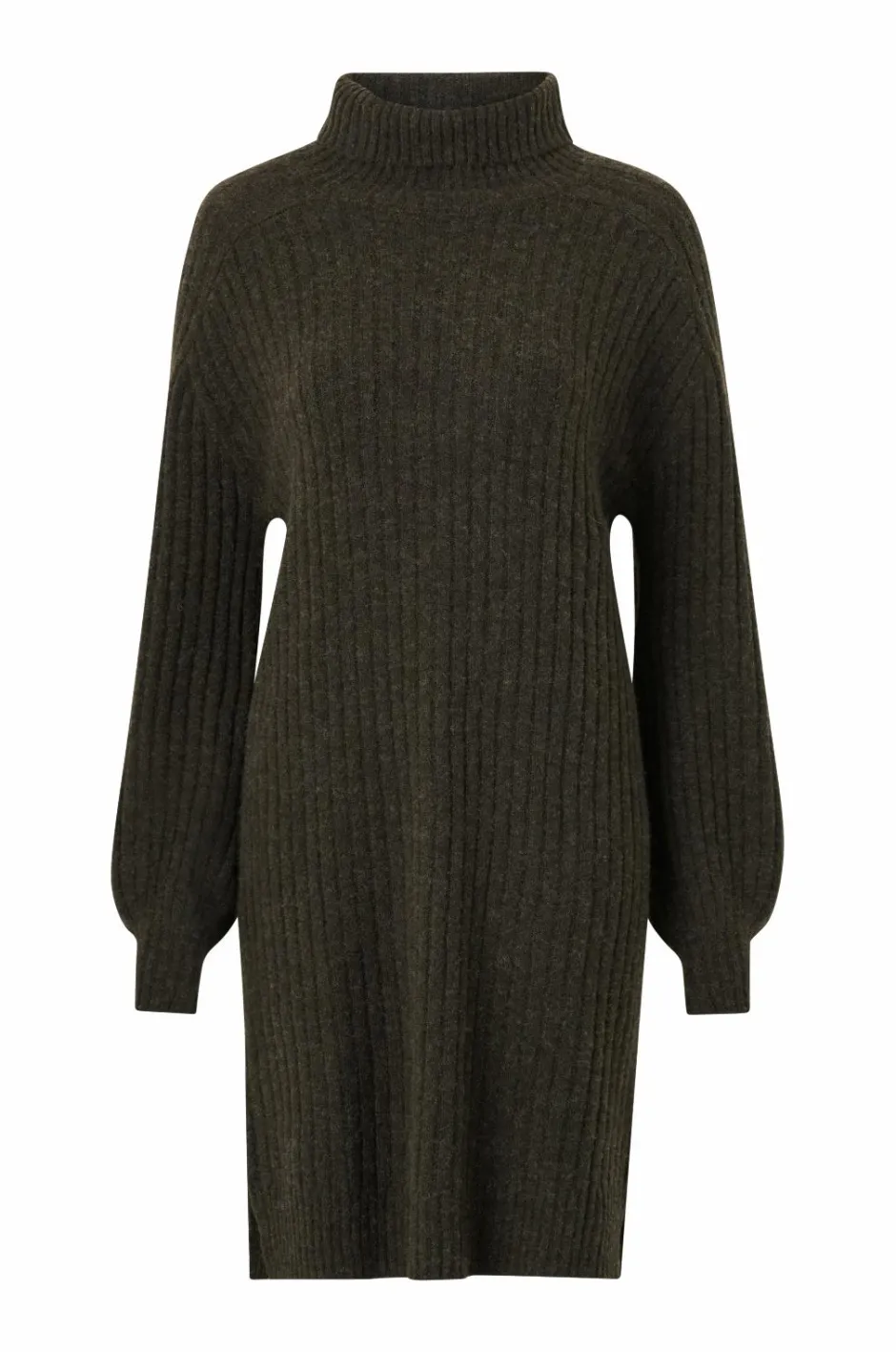Outlet Collection Ribstrikket kjole med polokrave Dame Kjoler