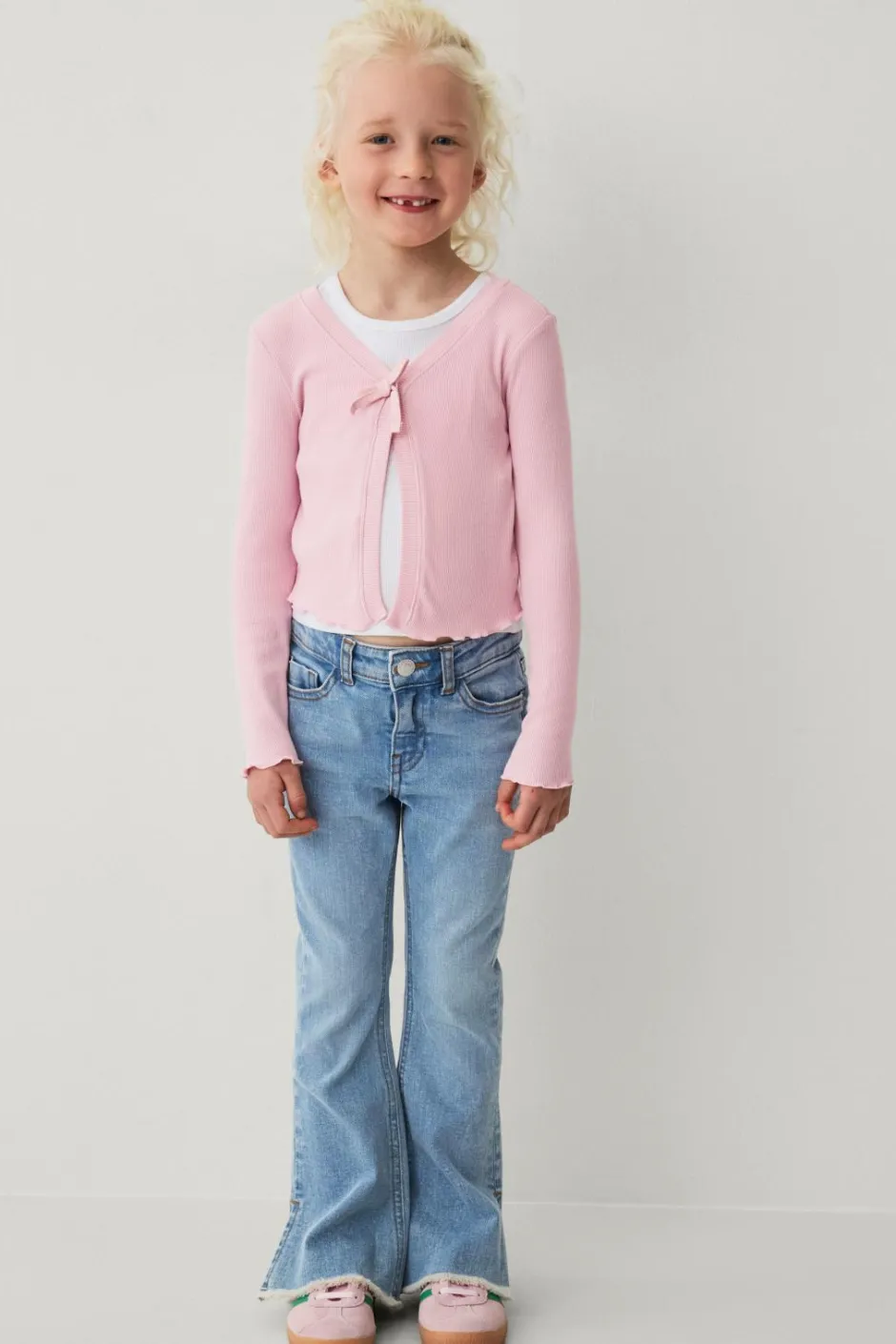 Ellos Collection Ribbet cardigan^Børn Trøjer & Cardigans