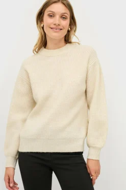 Ellos Collection Ribbet trøje med rund hals^Dame Basistøj|Trøjer & Cardigans