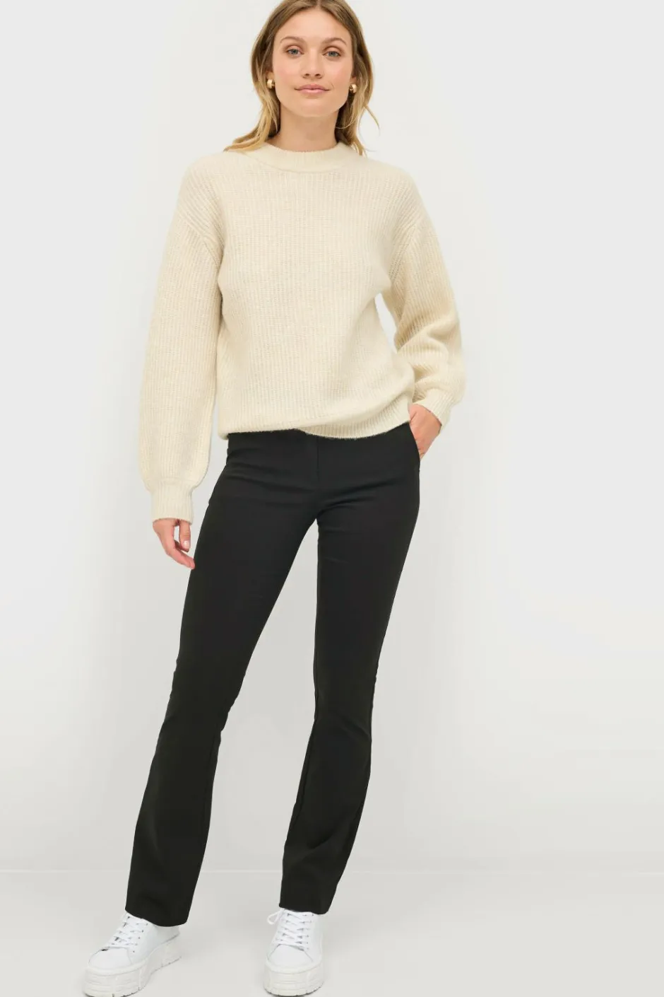 Ellos Collection Ribbet trøje med rund hals^Dame Basistøj|Trøjer & Cardigans