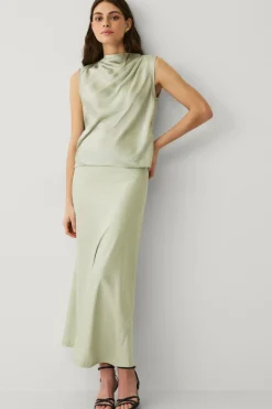 Best Collection Ærmeløs satinbluse med drapering Dame Toppe & Tank-Toppe