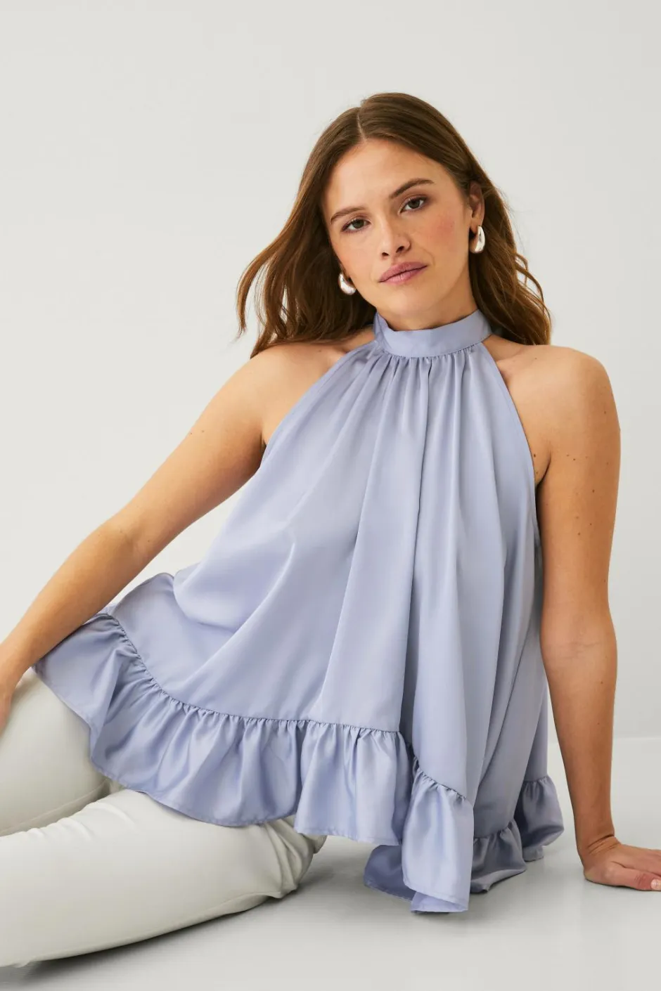 New Collection Ærmeløs bluse med dikkedarer Dame Skjorter & Bluser