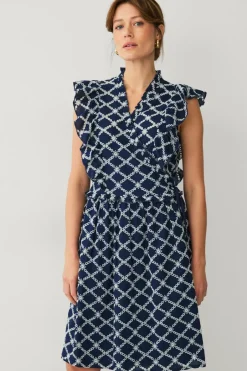 Outlet Collection Slå-om kjole med blondebroderi Dame Kjoler