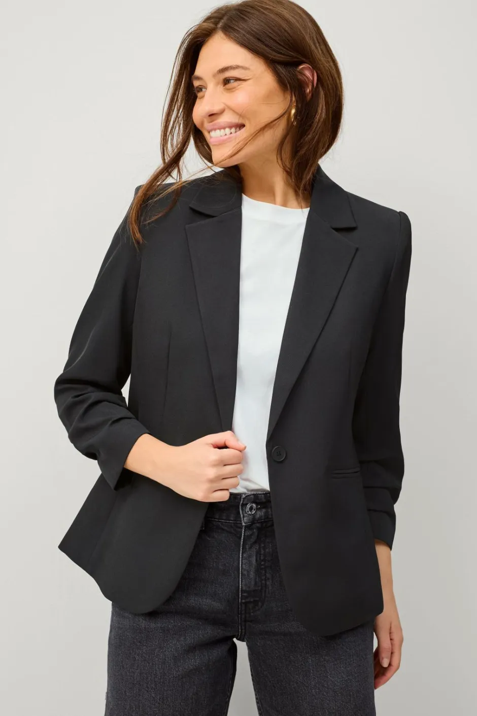 Ellos Collection Smal pasform habitjakke med krøllede ærmer^Dame Blazere & Veste