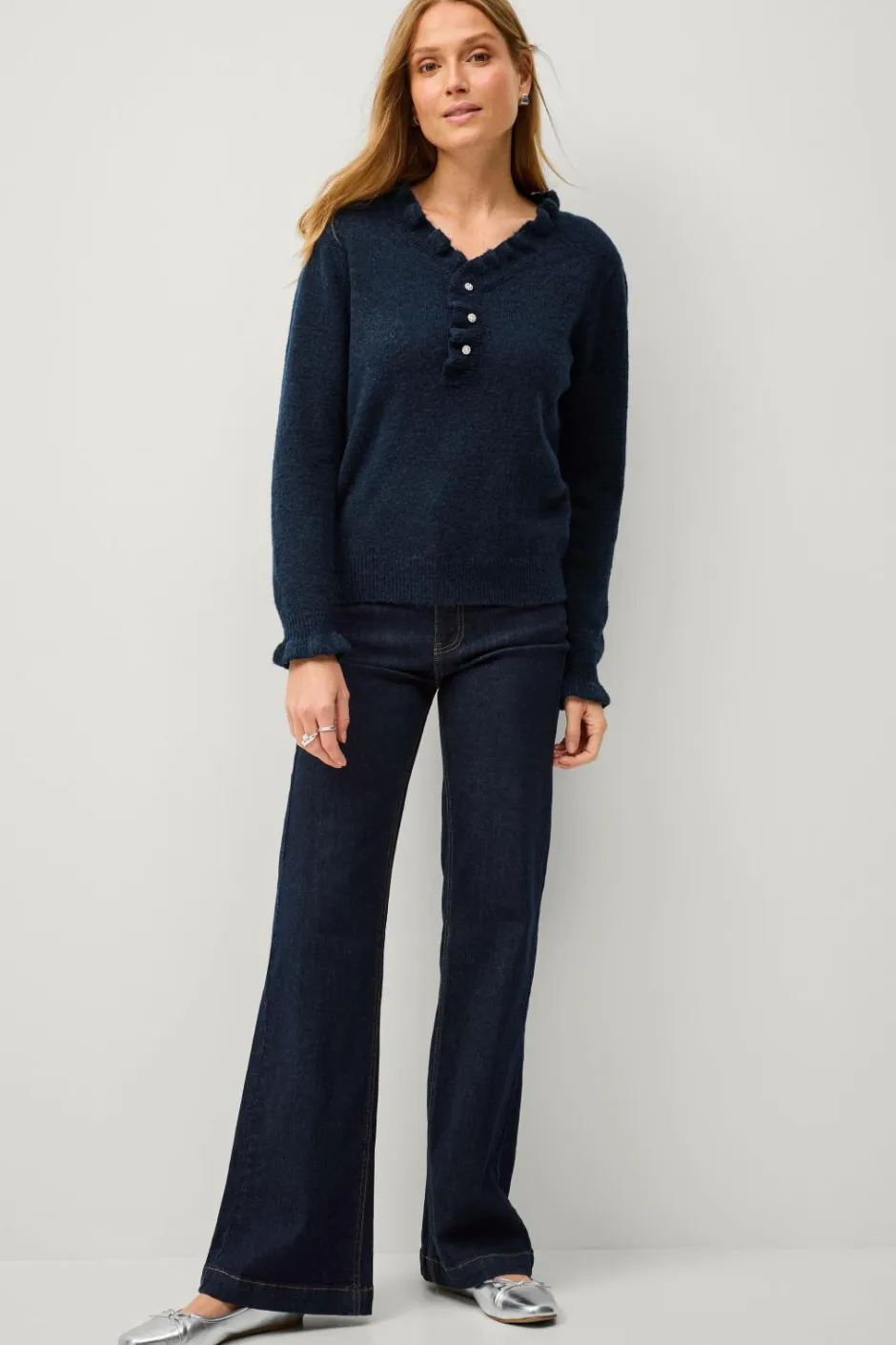 Ellos Collection Strikket trøje med flæsedetaljer^Dame Trøjer & Cardigans