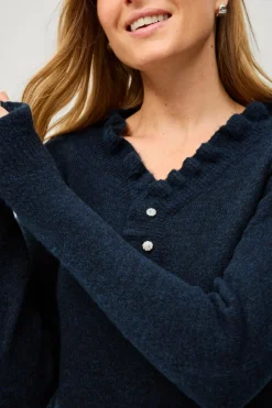 Ellos Collection Strikket trøje med flæsedetaljer^Dame Trøjer & Cardigans