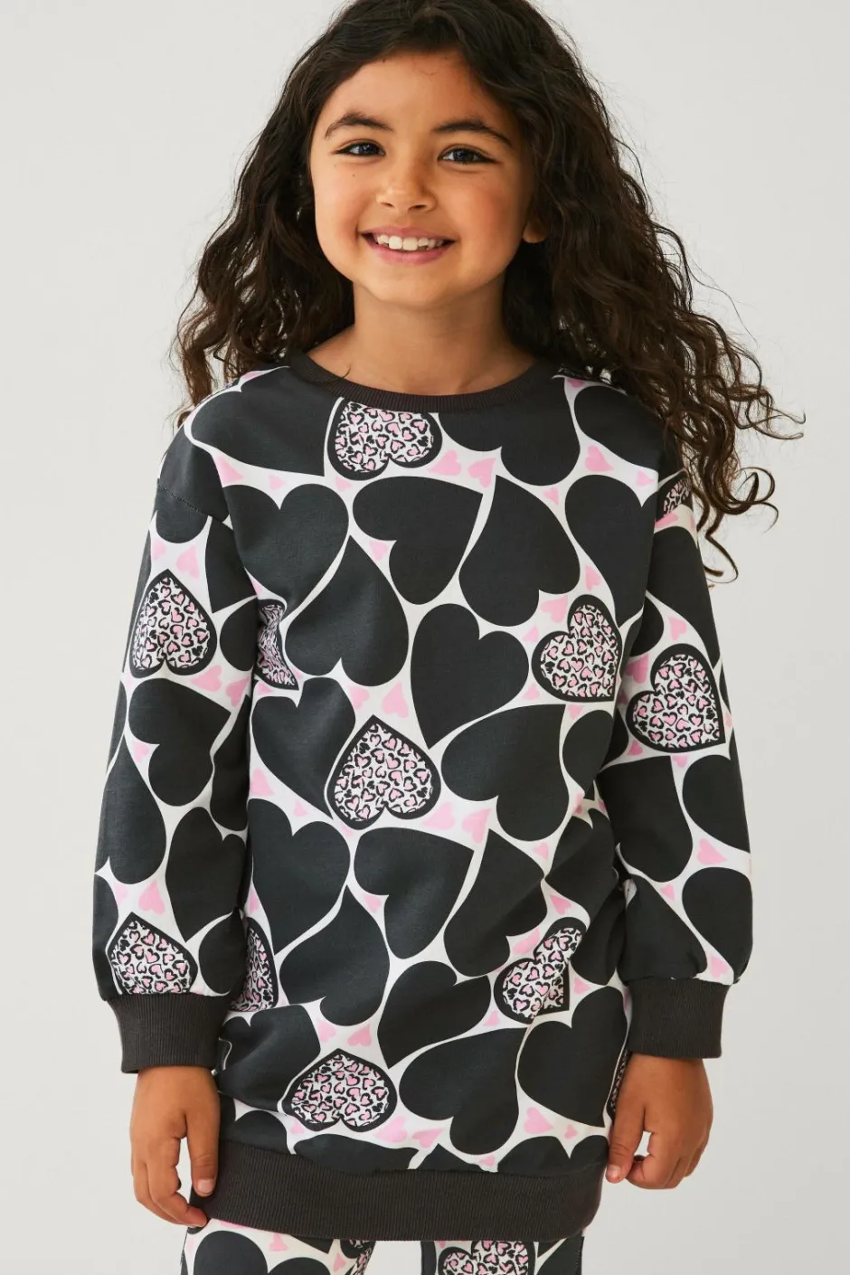 Hot Collection Sweatshirtkjole med tryk Børn Kjoler
