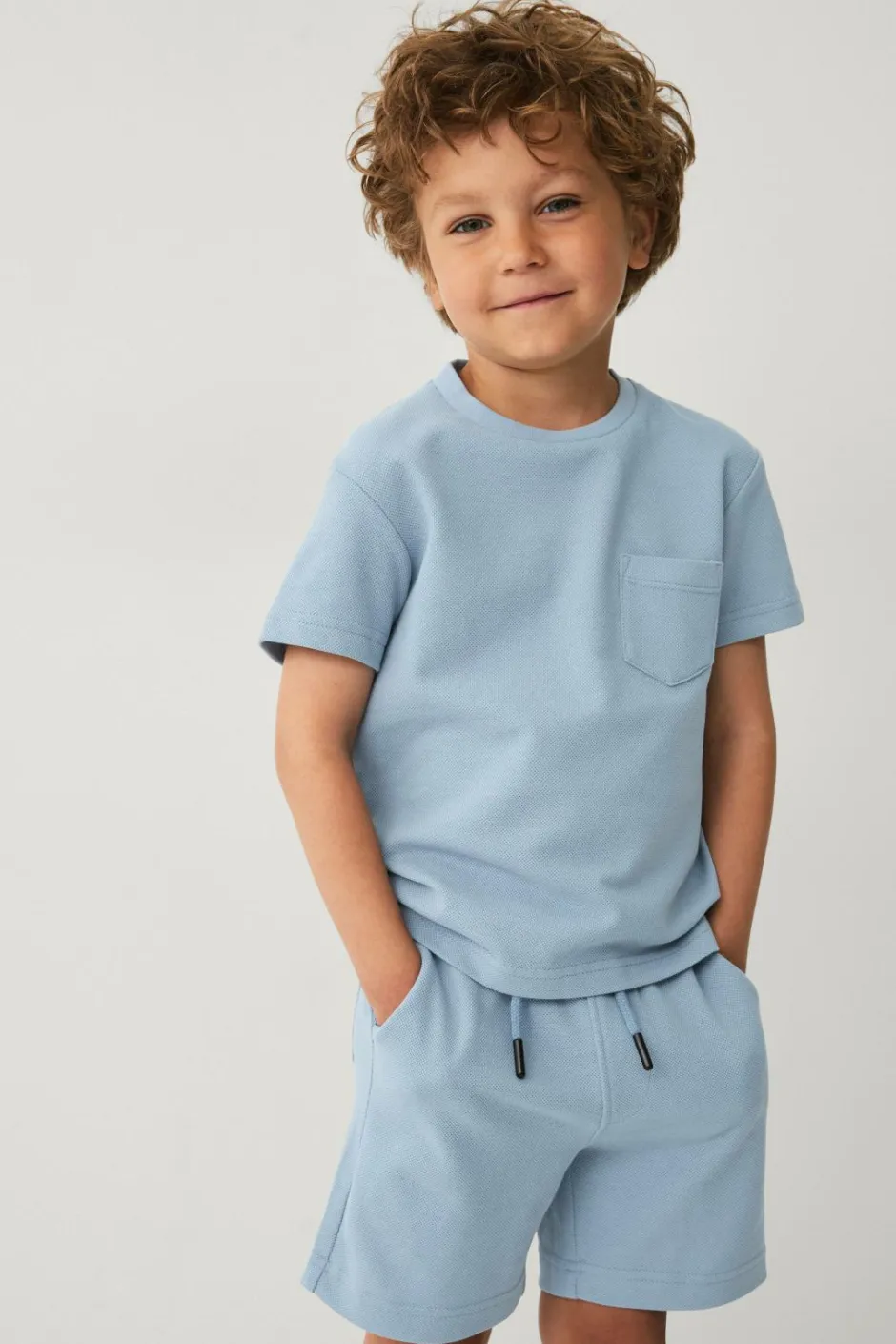 New Collection T-shirt + shorts i pique-materiale Børn Sæt Til Børn