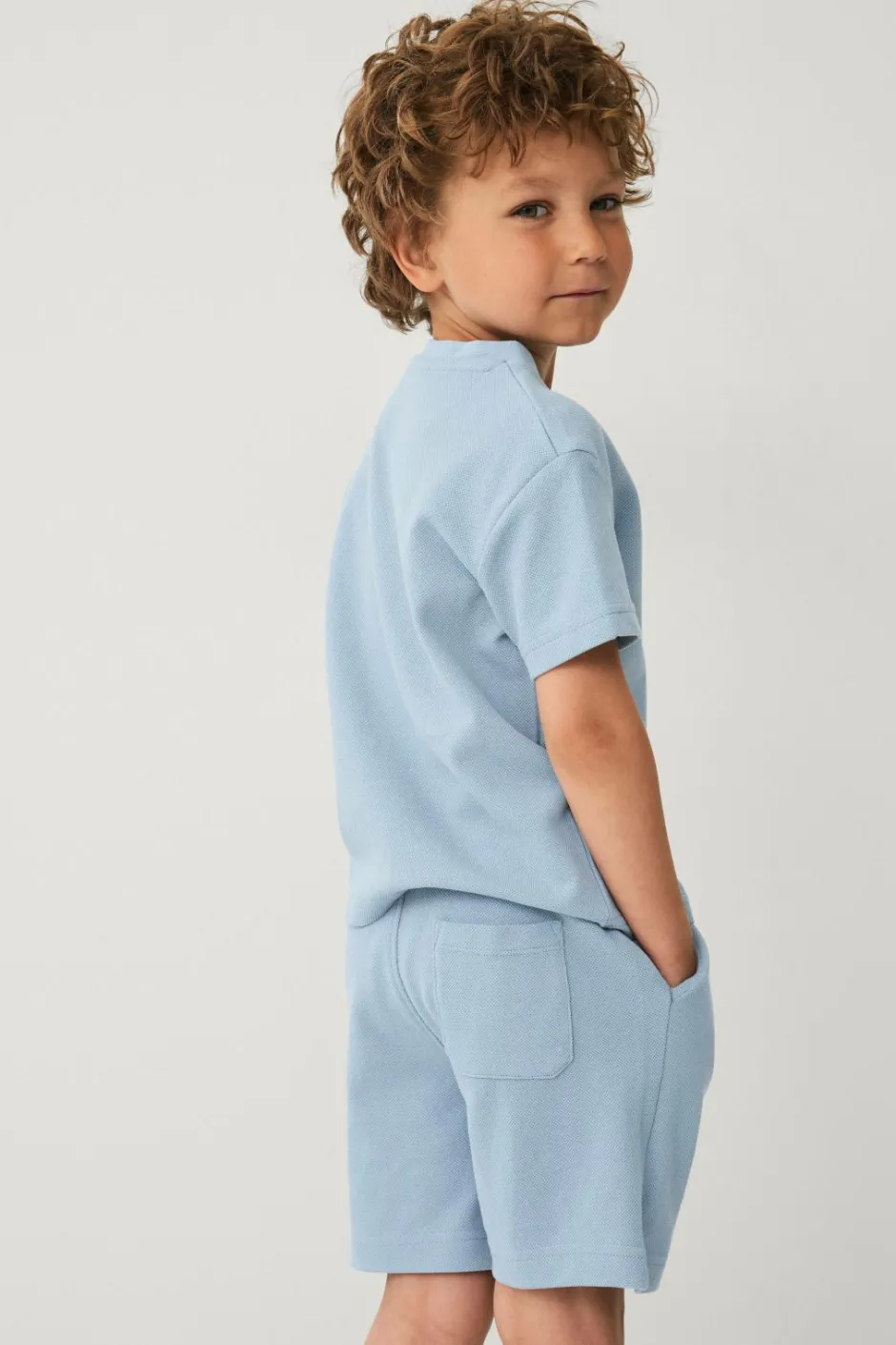 New Collection T-shirt + shorts i pique-materiale Børn Sæt Til Børn