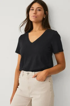 Best Collection T-shirt med v-hals Dame Basistøj