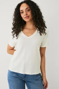 Ellos Collection T-shirt med v-hals^Dame Basistøj|Toppe & Tank-Toppe