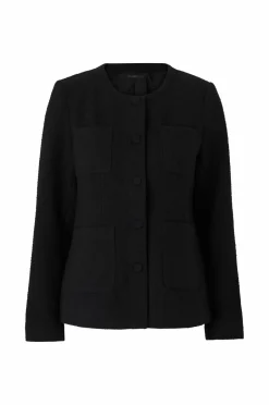 Clearance Collection Tæt på figuren blazer i struktur med påklædte knapper Dame Blazere & Veste