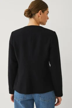 Clearance Collection Tæt på figuren blazer i struktur med påklædte knapper Dame Blazere & Veste