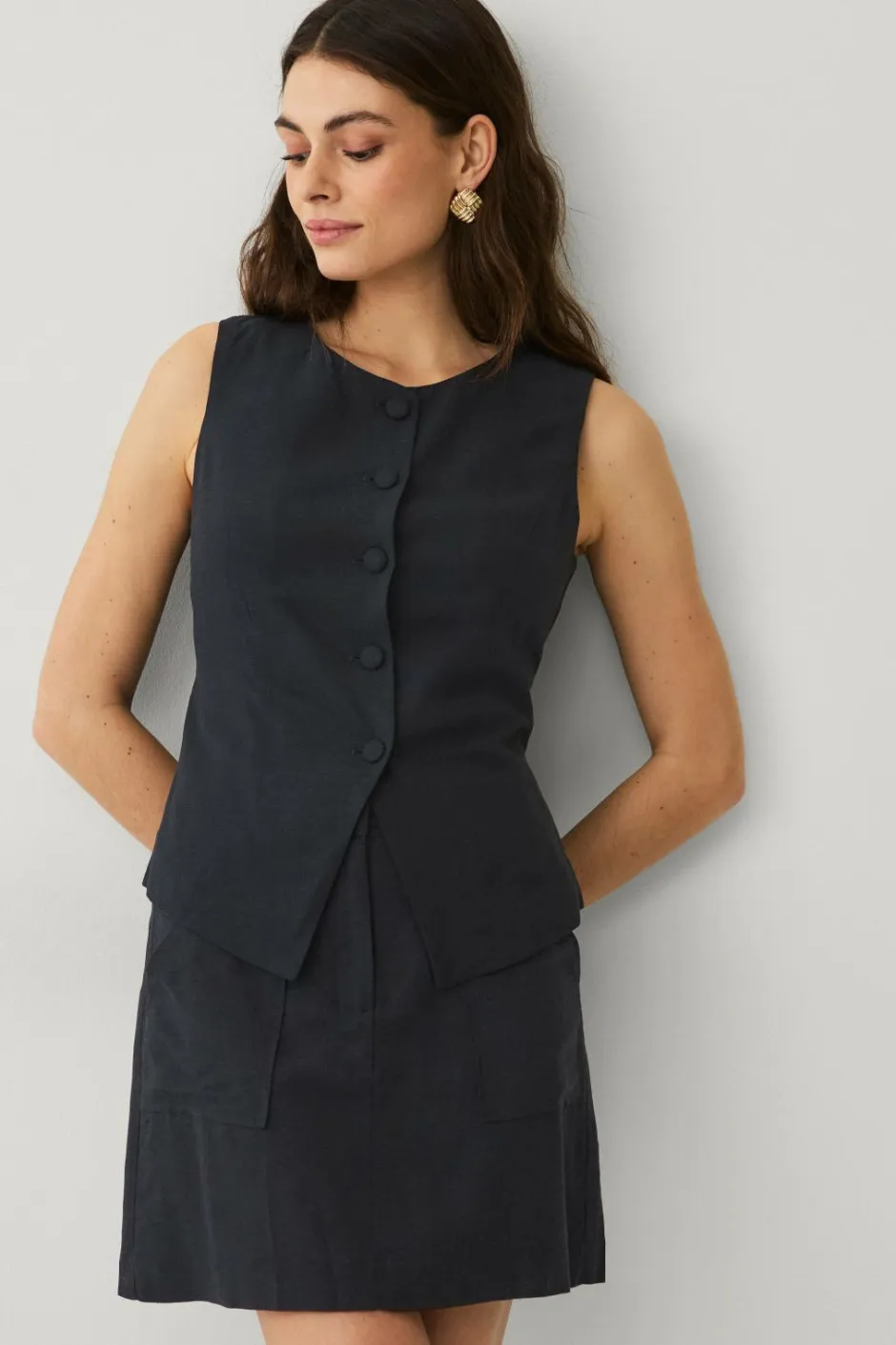 Hot Collection Vest i hørmix Dame Blazere & Veste