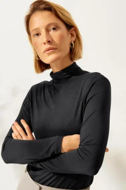Outlet Collection Viskosestrik med rullekrave Dame Toppe & Tank-Toppe