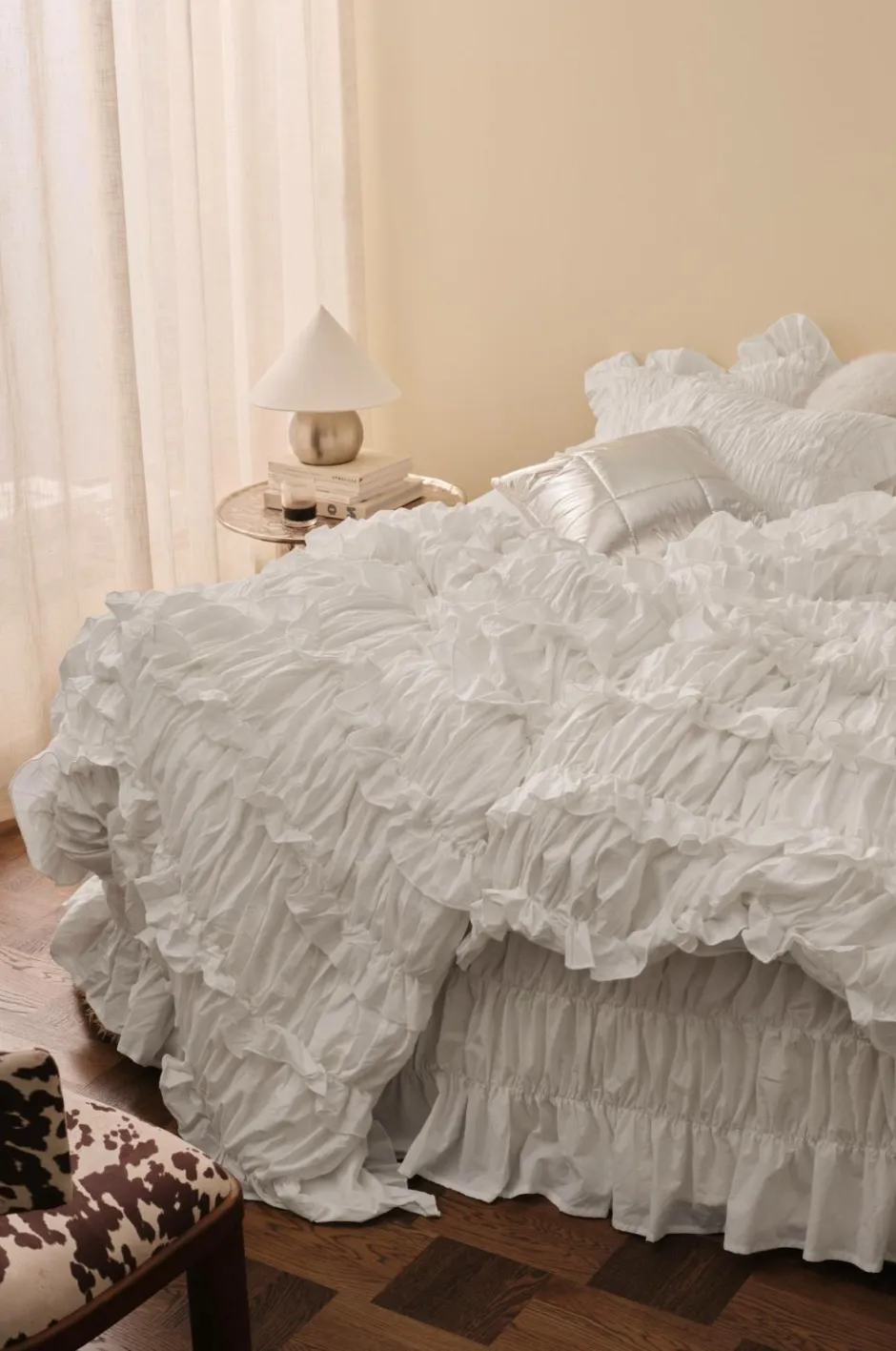 Discount Home Dynebetræk Juliette Elastic Frill i vasket bomuld 2 dele Dynebetræk|Sengesæt