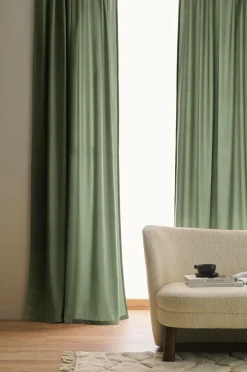 Clearance Home Gardinlængde med multibånd Nora i velour, 2-pak Persienner|Velourgardiner