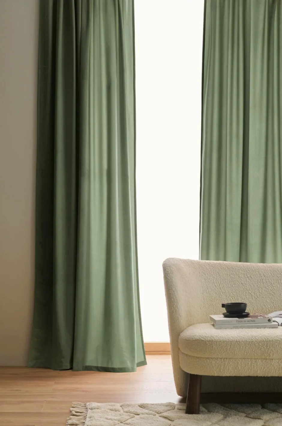 Clearance Home Gardinlængde med multibånd Nora i velour, 2-pak Persienner|Velourgardiner
