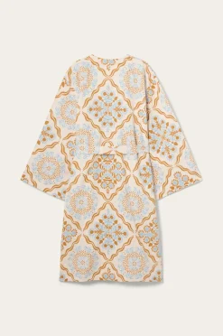 Sale Home Kimono Elly Tile Kimono i genanvendt halvlinned Homewear