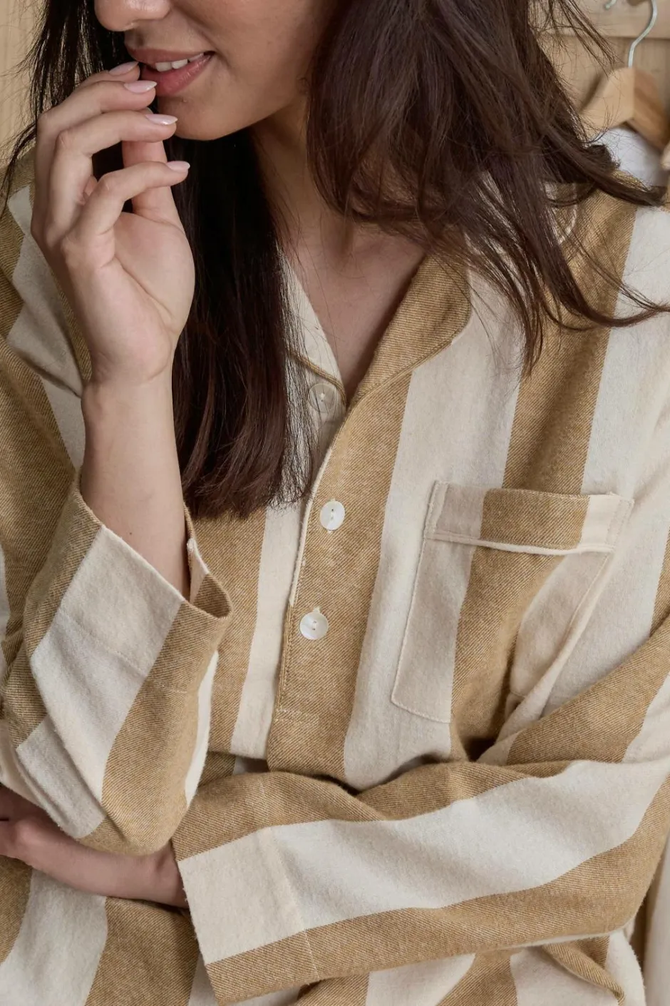 Ellos Home Natskjorte Valerie Block Stripe i bomuldsflonel^ Homewear