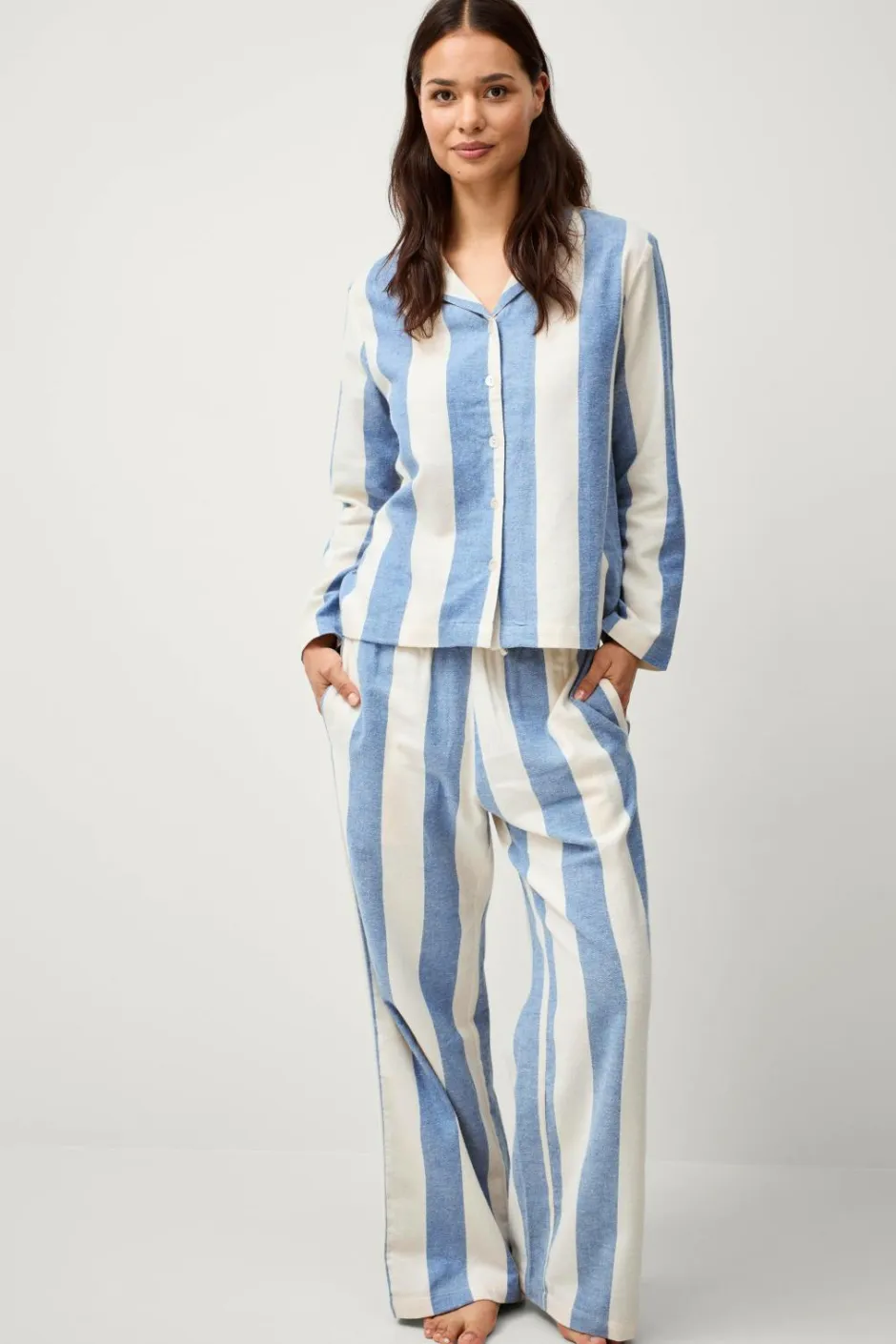 Online Home Pyjamasskjorte Valerie Block Stripe Long Sleeve Homewear