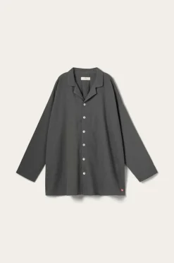 Ellos Home Pyjamasskjorte Long Sleeve Shirt Elly i genanvendt halvlinned^ Homewear