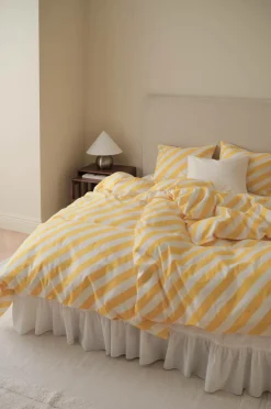 Outlet Home Sengesæt Diagonal Stripe i bomuld 2 dele Dynebetræk|Sengesæt