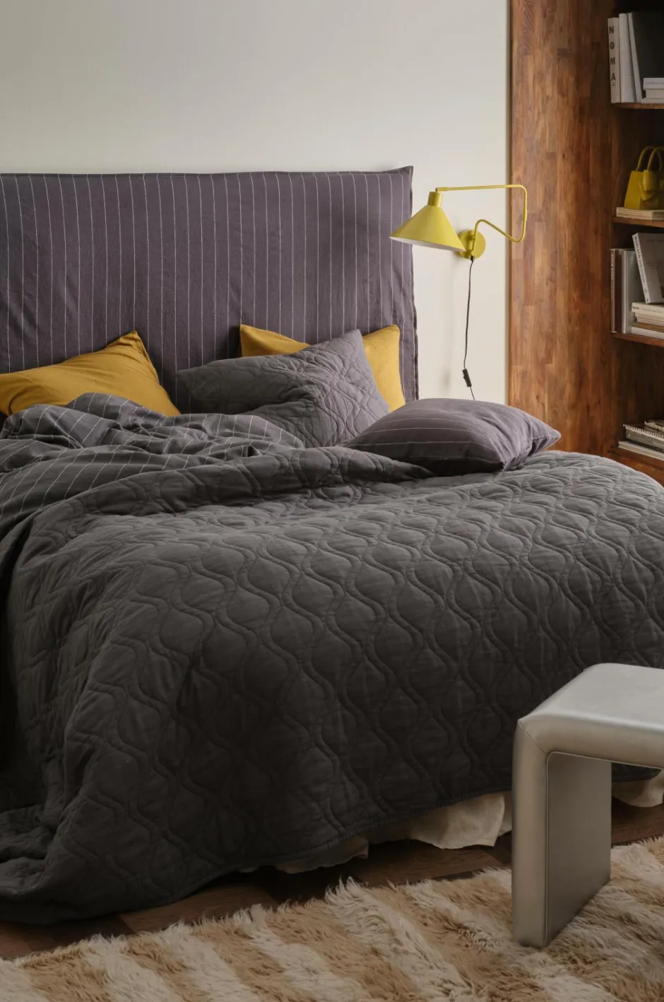 Home Sengetæppe Elly Quilted i genanvendt halvlinned Sengetæpper