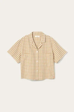 Best Home Skjorte Elly Check Camp Collar i genanvendt halvlinned Homewear