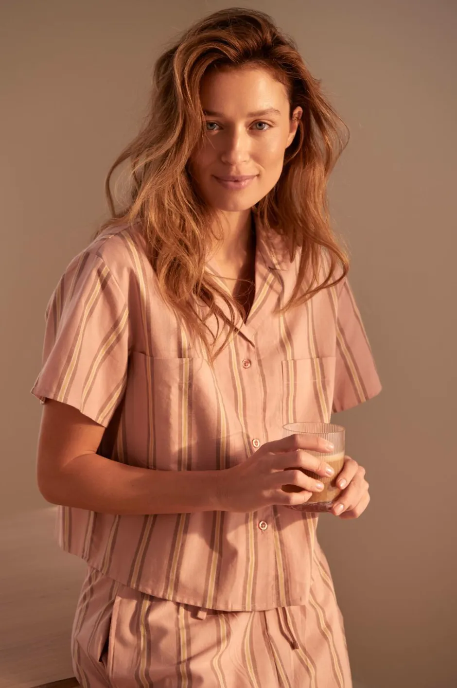 Outlet Home Skjorte Juliette Stripe Camp Collar Homewear