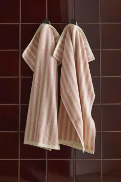 Clearance Home Sæt med frottéhåndklæder Stripe 2 dele Badeværelsestekstiler