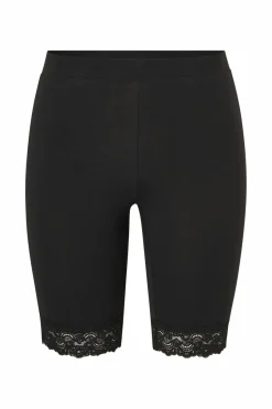 Clearance Plus collection Korte cykelshorts med blondekant Dame Shorts