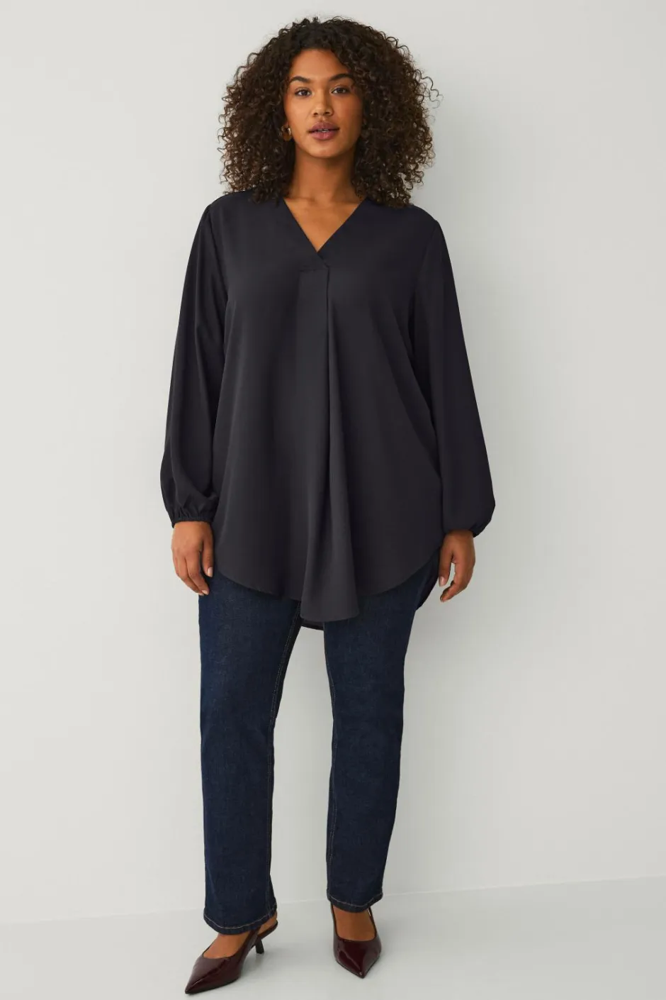 Clearance Plus collection Tunika med v-hals Dame Tunikaer|Toppe & Tank-Toppe