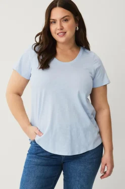 New Plus collection Top med rund hals Dame Basistøj
