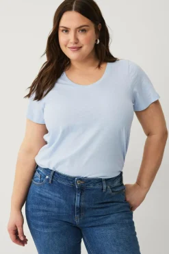 New Plus collection Top med rund hals Dame Basistøj