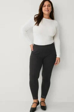 Sale Plus collection Leggings med blondekant Dame Tights & Leggings