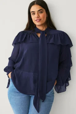 Hot Plus collection Bluse med flæser Dame Skjorter & Bluser