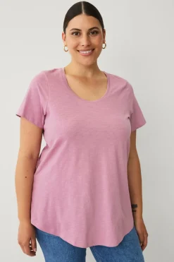 Sale Plus collection Top med rund hals Dame Basistøj|Toppe & Tank-Toppe
