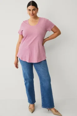 Sale Plus collection Top med rund hals Dame Basistøj|Toppe & Tank-Toppe